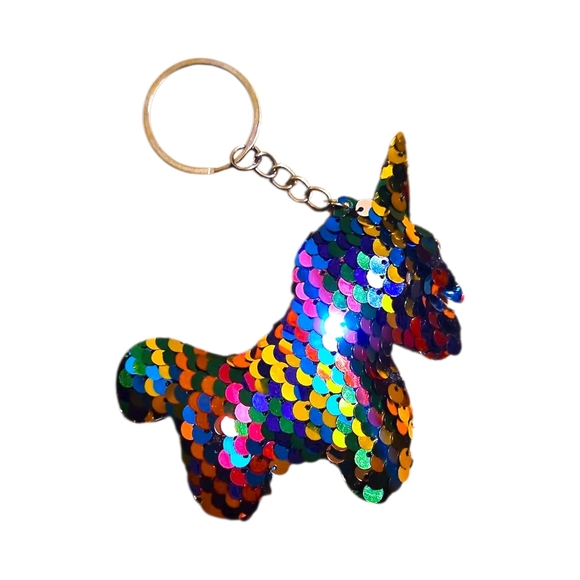 Colorful Sequin Rainbow Unicorn Keychain - Picture 1 of 1